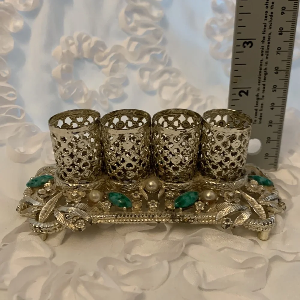 Sam Fink Vintage Filigreed Embellished Lipstick Holder Goldtone Silvertone